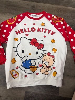 Hello Kitty Womens Sweatshirt in White, Red & Blue